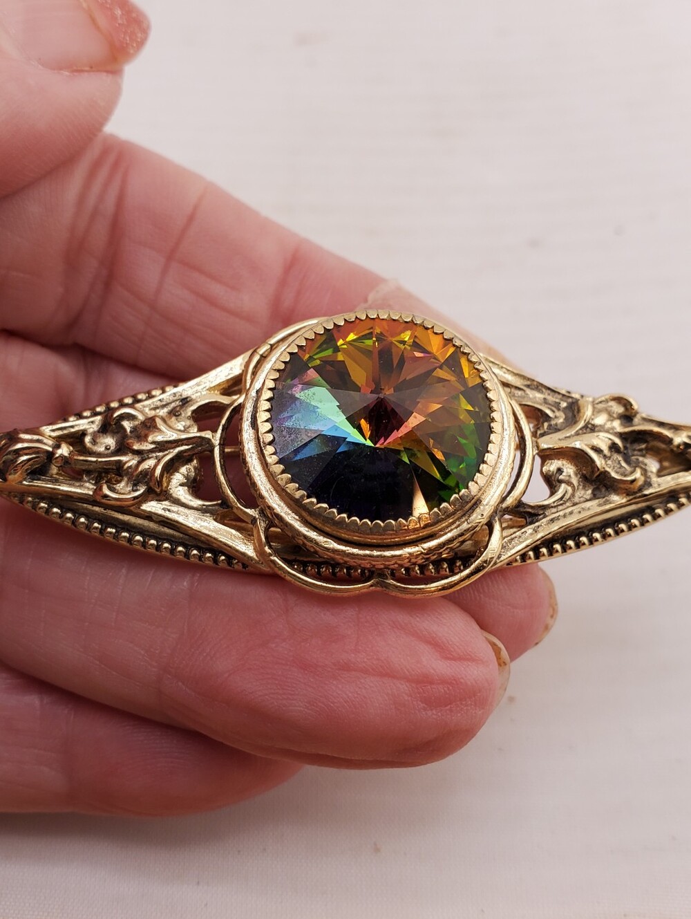 Watermelon Rainbow Rivoli Brooch - Picture 3 of 6
